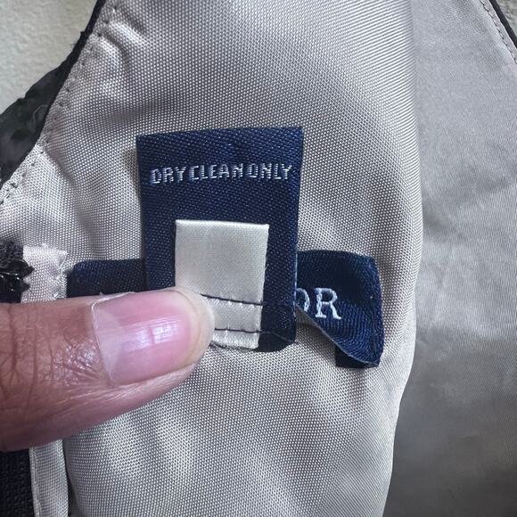 Vtg Ann Taylor V-Neck Silk Beaded Black Midi Formal Dress Wedding Guest Size 4 - Picture 6 of 7